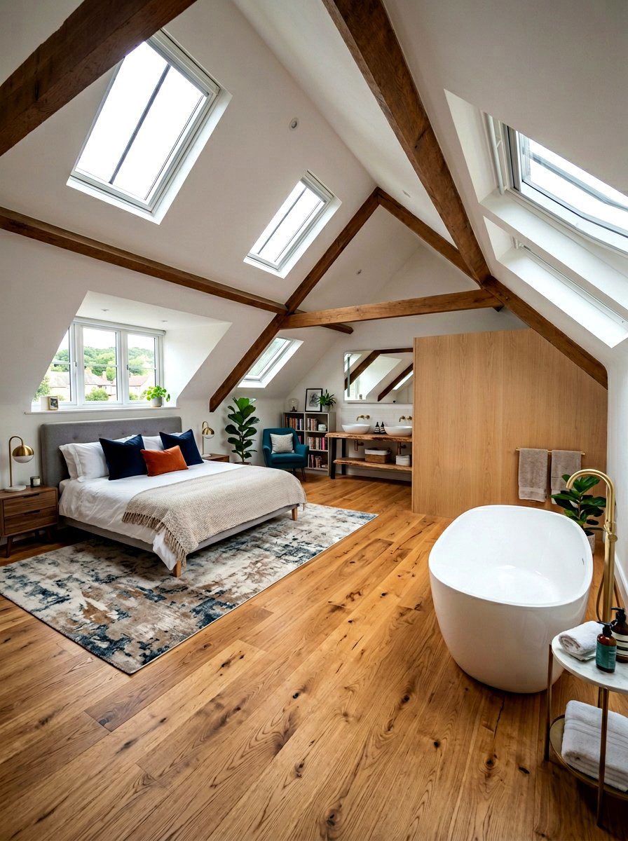 Open plan attic bedroom bathroom - 30 attic bathroom ideas