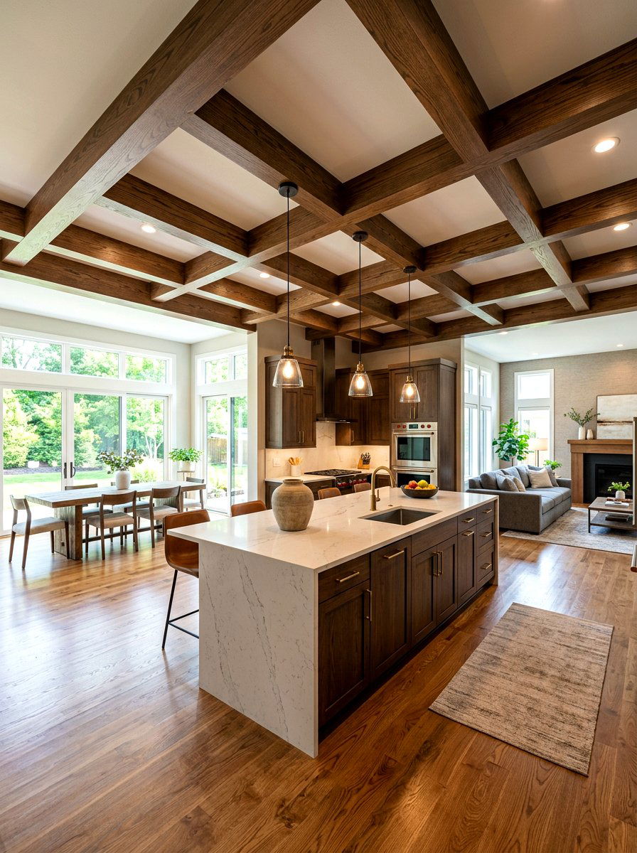 Open plan kitchen beams - 30 kitchen ceiling beam ideas