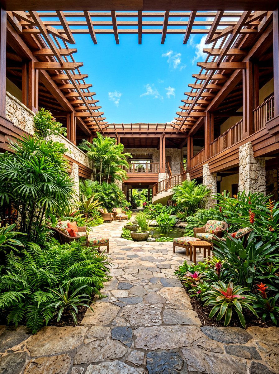 Open roof atrium - 30 indoor courtyard garden ideas