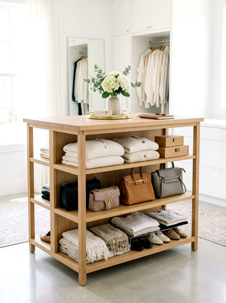 Open shelf closet island - 30 island dresser closet ideas