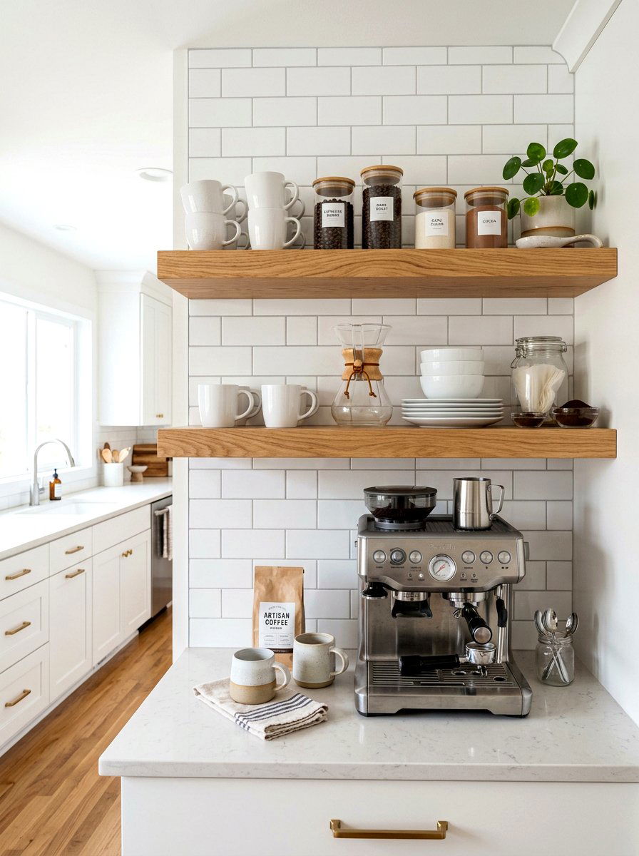 Open shelf coffee station - 30 coffee station ideas