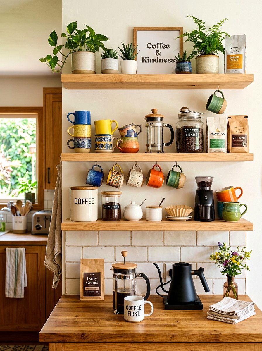 Open shelf coffee station - 30 beverage pantry ideas