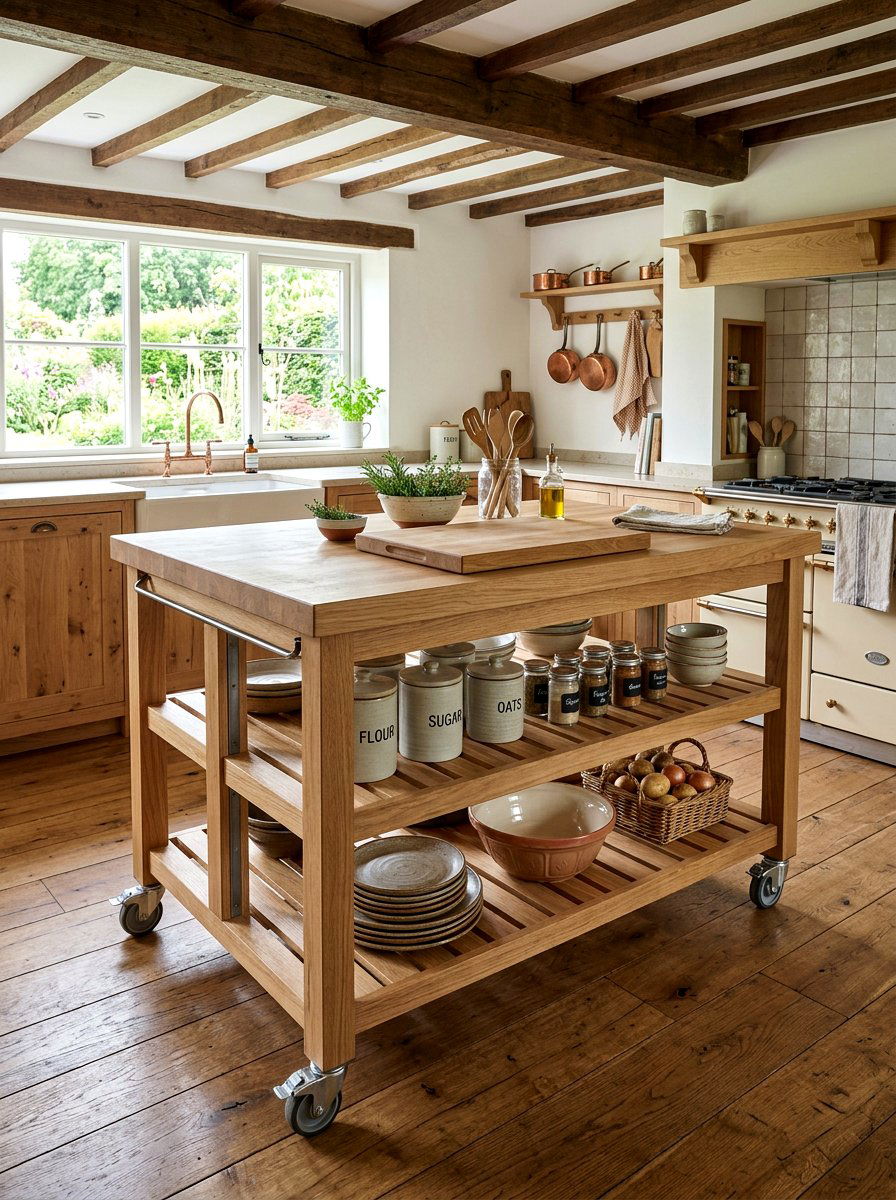 Open shelf kitchen island with wheels - 30 movable kitchen island ideas
