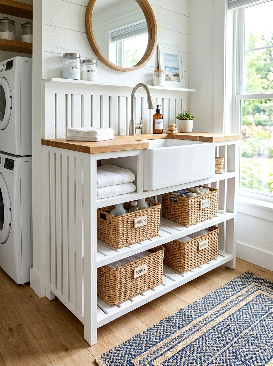 Open shelf laundry sink cabinet - 30 utility sink cabinet ideas