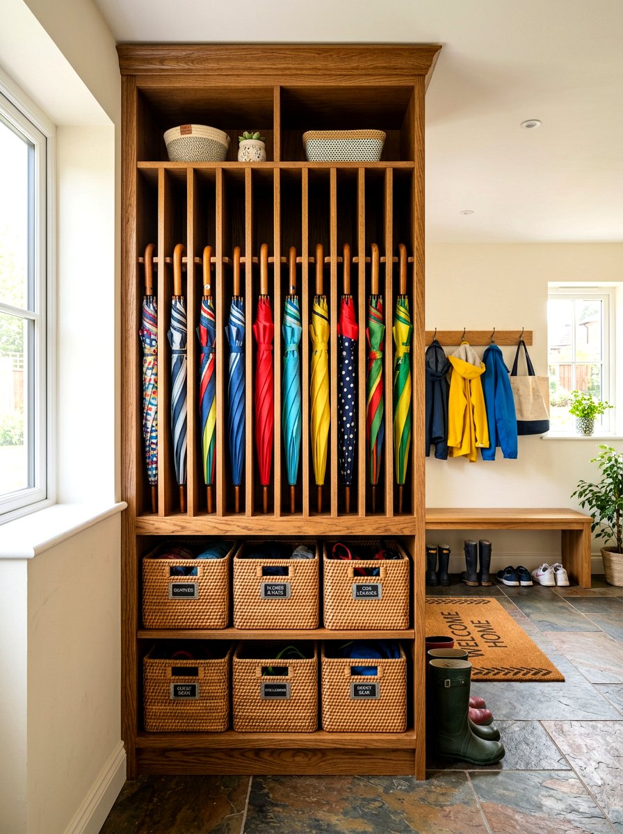 Open shelf umbrella display cabinet - 30 umbrella cabinet ideas