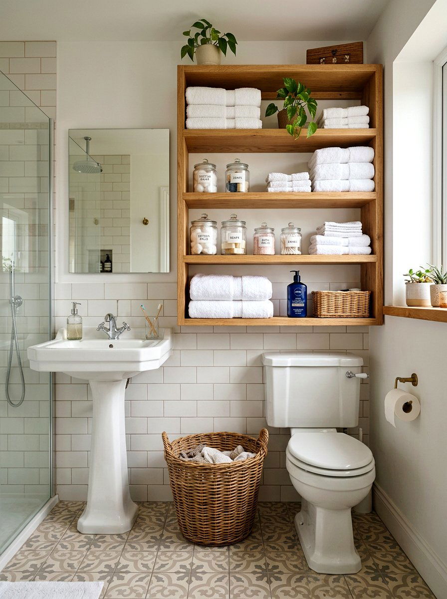 Open shelving bathroom - 30 Nancy Meyers bathroom ideas