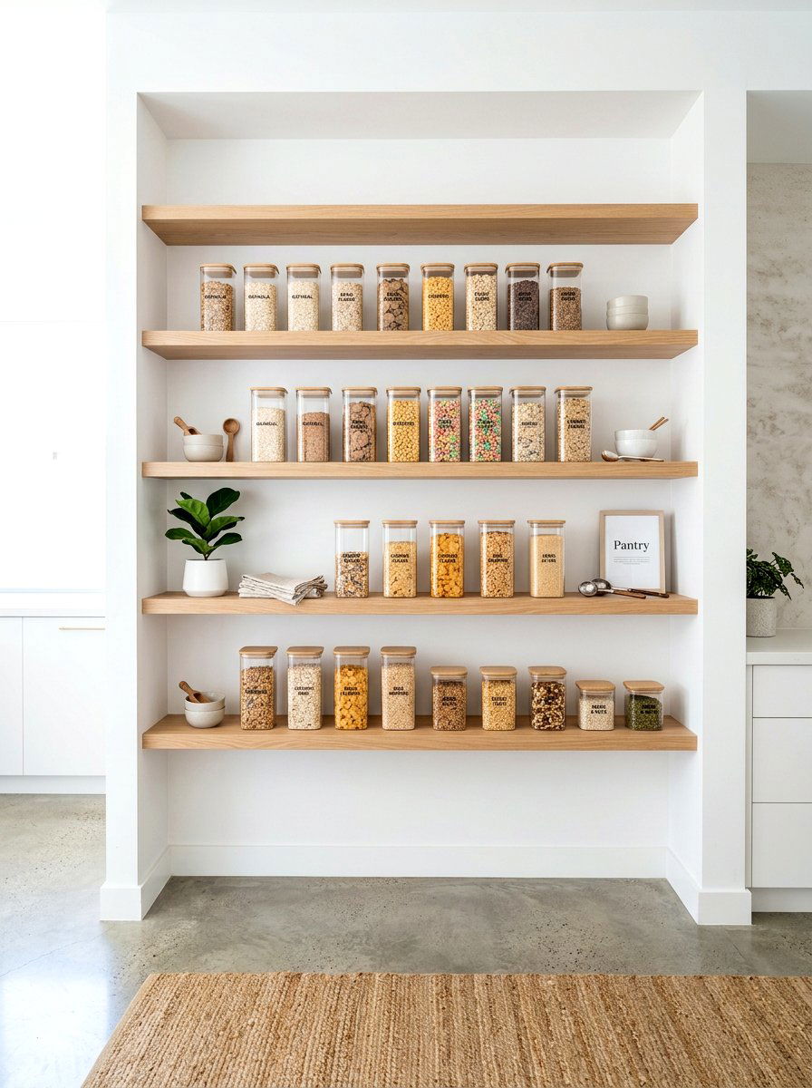 Open shelving cereal pantry - 30 cereal station pantry ideas