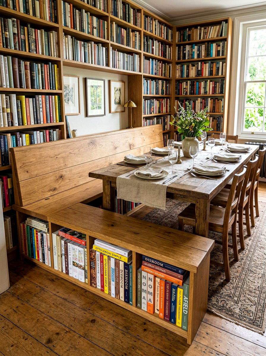 Open shelving dining bench - 30 built in dining bench ideas