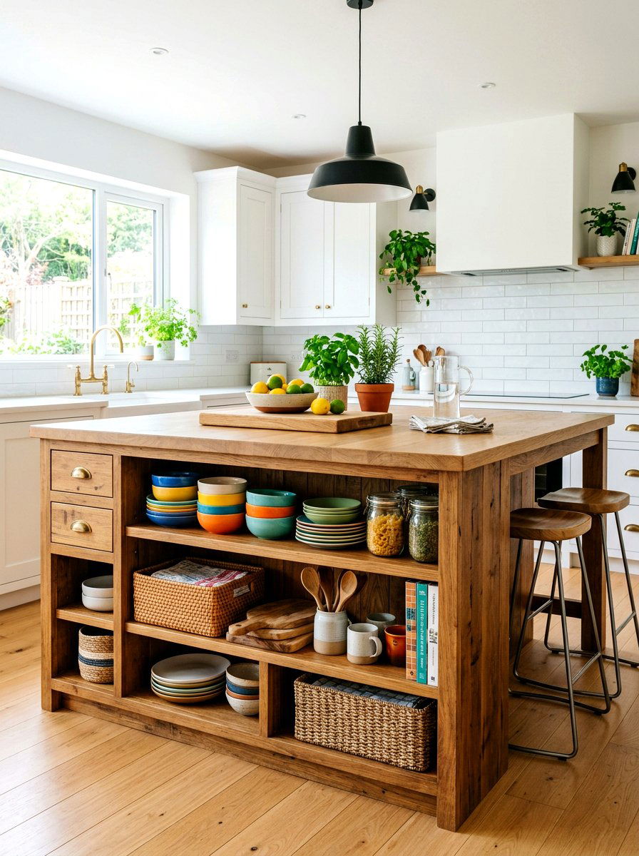 Open shelving dresser island - 30 antique dresser kitchen island ideas
