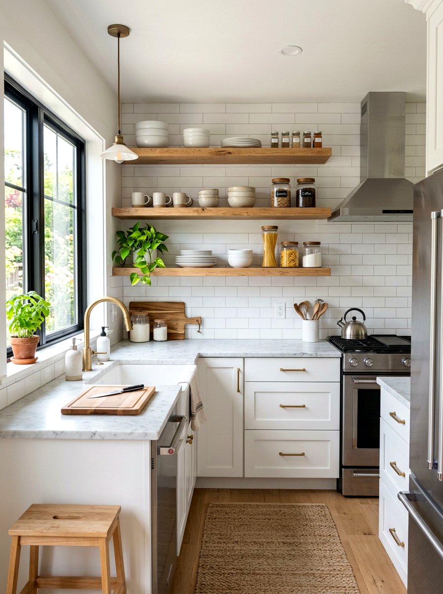 Open shelving kitchen - 30 stylish small apartment ideas