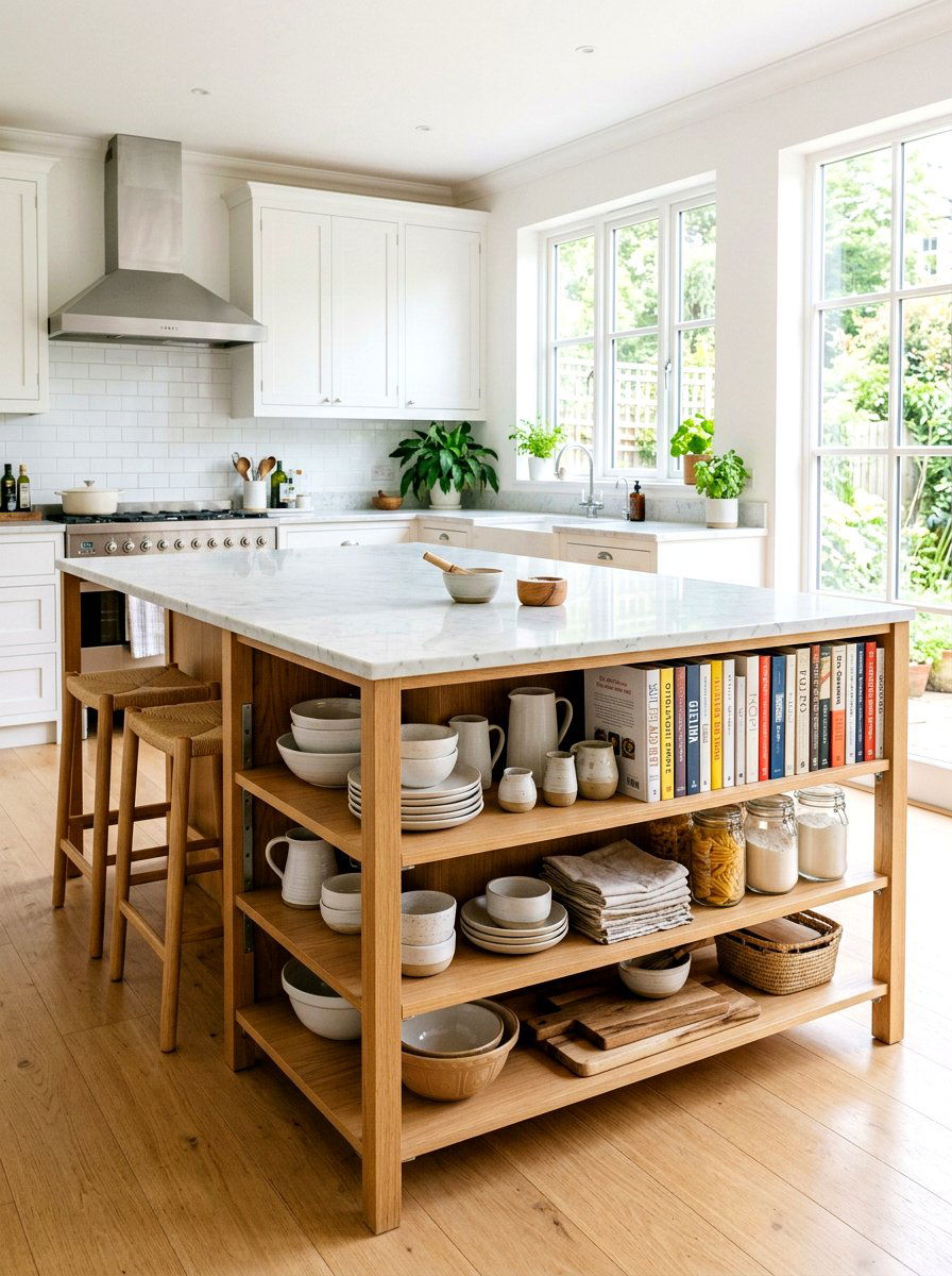 Open shelving kitchen island - 30 statement island kitchen ideas