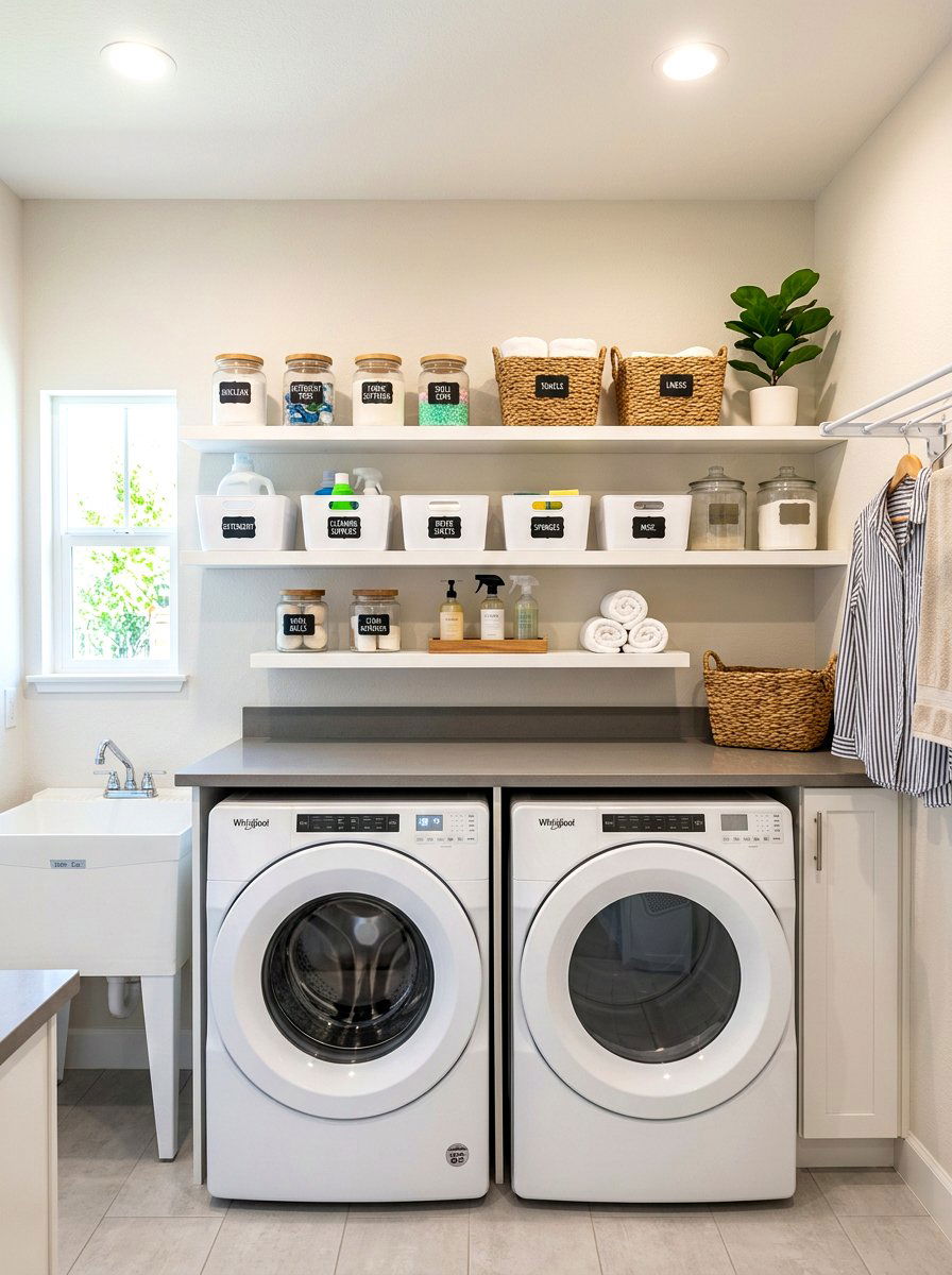 Open shelving laundry - 30 small laundry room ideas