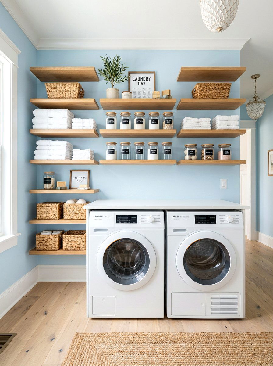 Open shelving laundry pantry - 30 laundry room pantry combo ideas