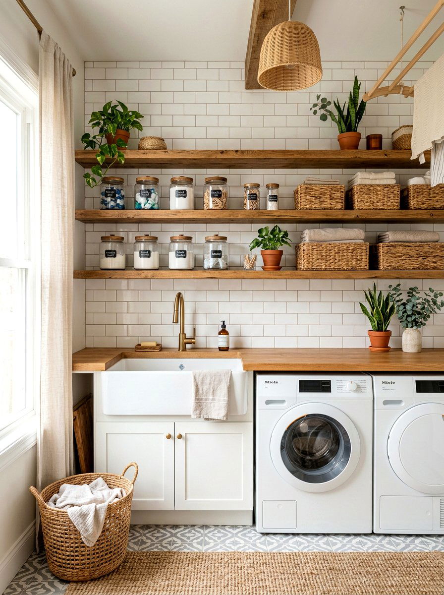 Open shelving laundry - 30 laundry room ideas