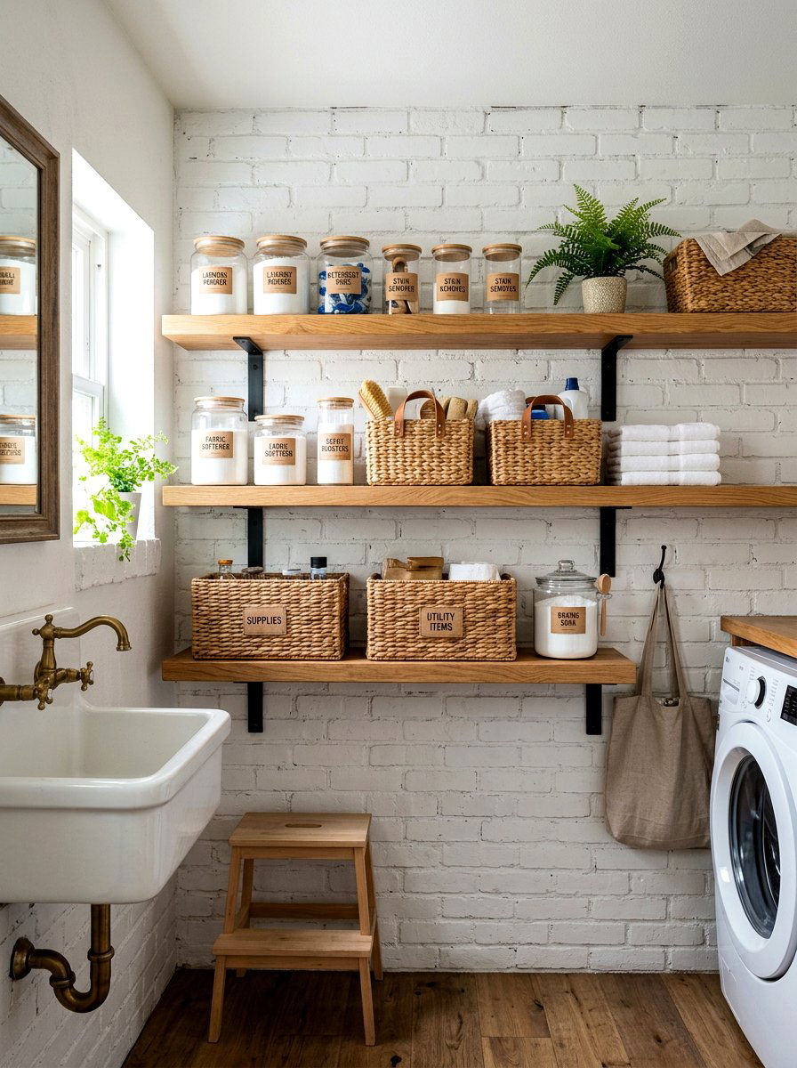 Open shelving utility - 30 utility room ideas