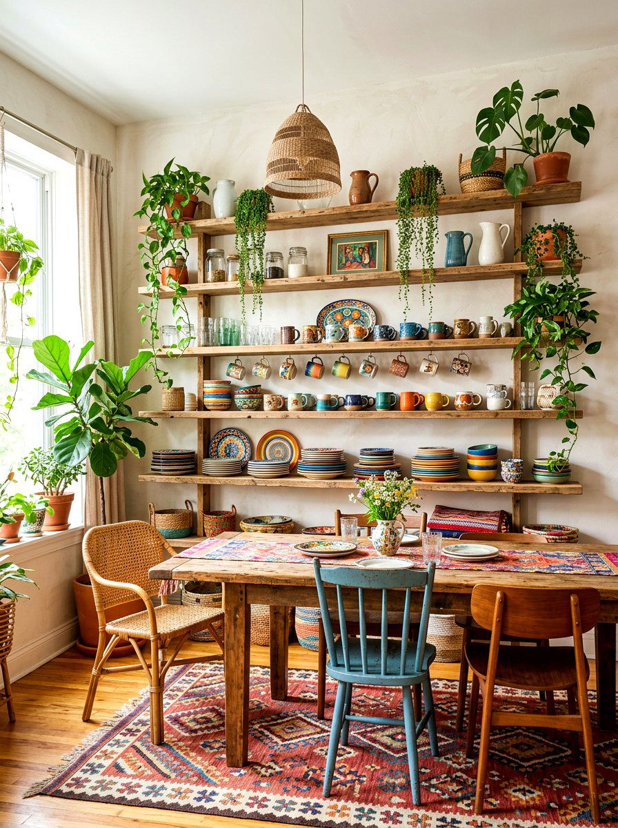 Open shelving wall - 30 dining room storage ideas