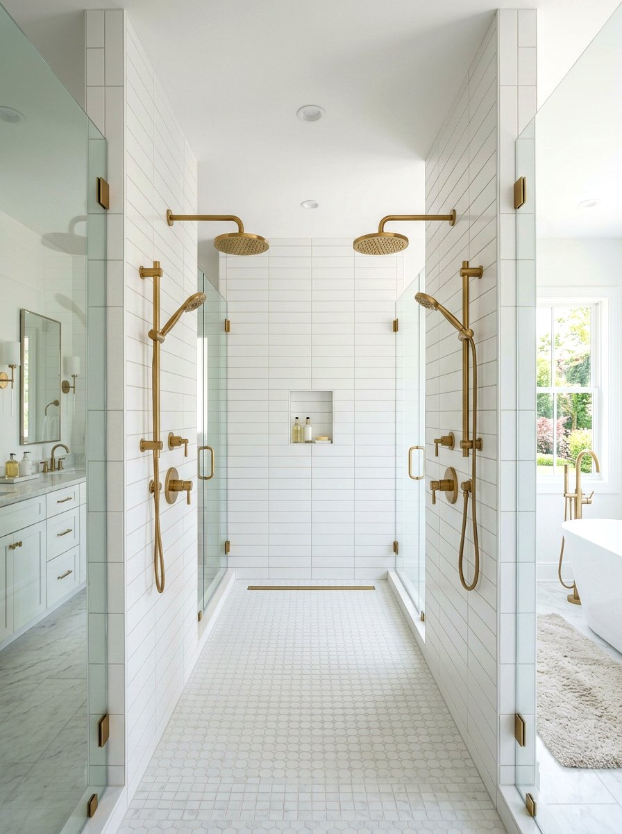 Opposite Wall Double Shower Head - 30 double shower head ideas