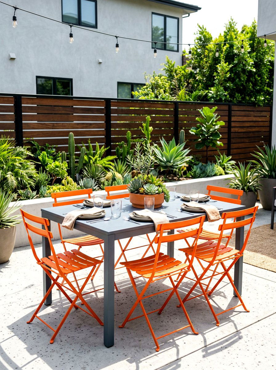 Orange Accent Seating - 30 sunset inspired patio ideas