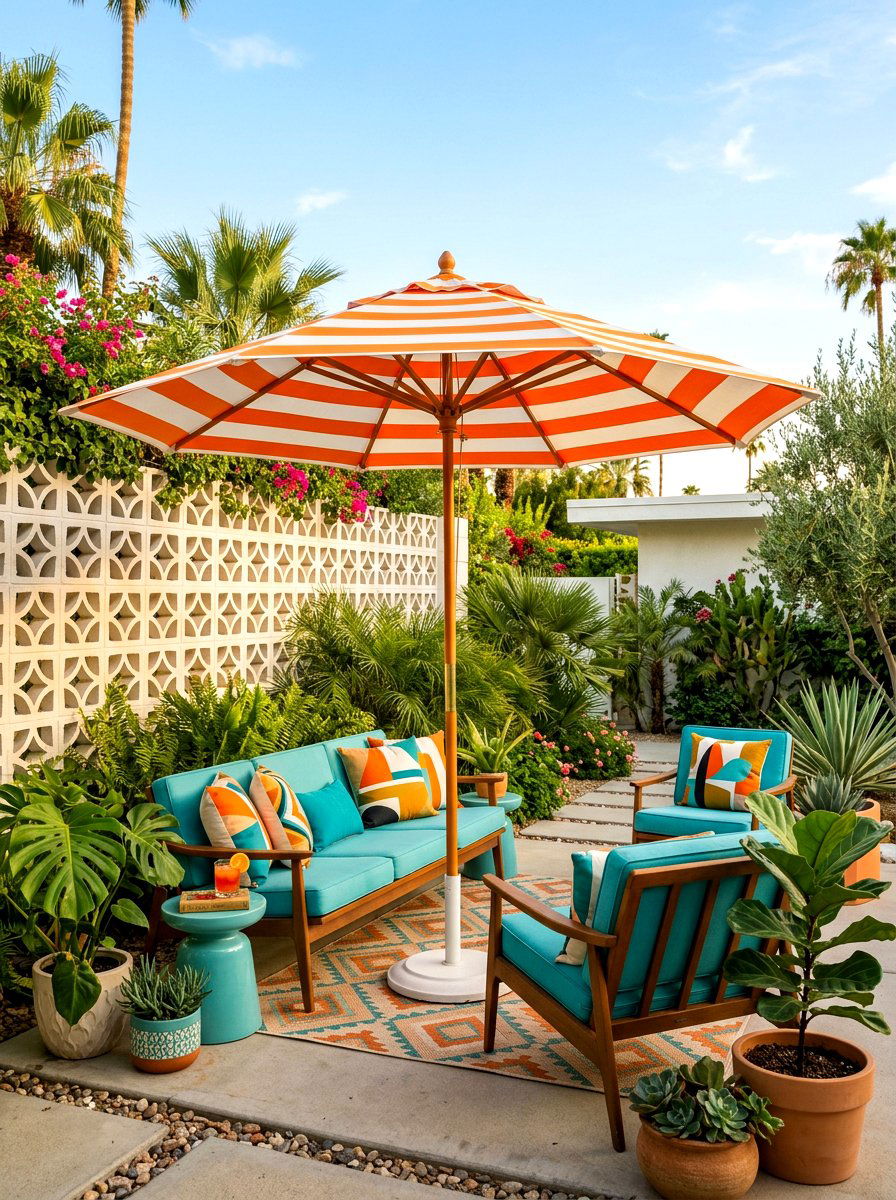 Orange And White Striped Patio Umbrella - 30 poolside striped umbrellas ideas