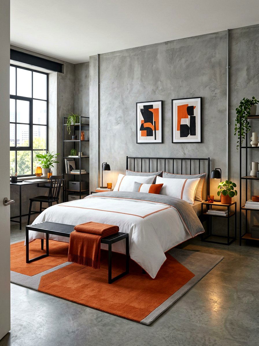 Orange Piped Modern Bedding - 30 contrast trim bedding bedroom ideas