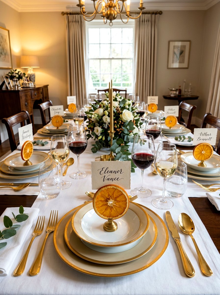 Orange Place Card - 30 dried orange decor ideas