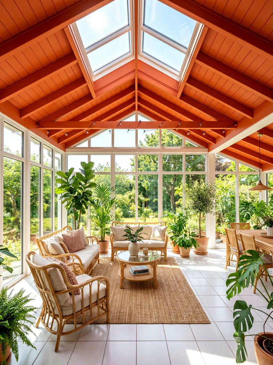 Orange Sunroom Ceiling - 30 statement ceiling paint ideas