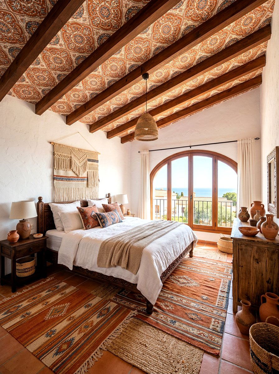 Orange Terracotta Print - 30 ceiling wallpaper bedroom ideas