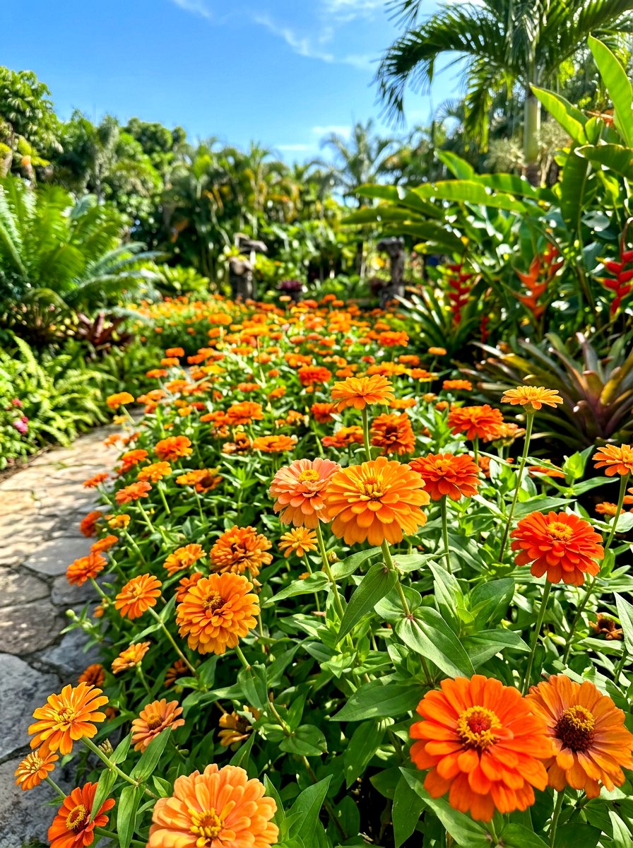 Orange Zinnia Garden - 30 zinnia garden ideas