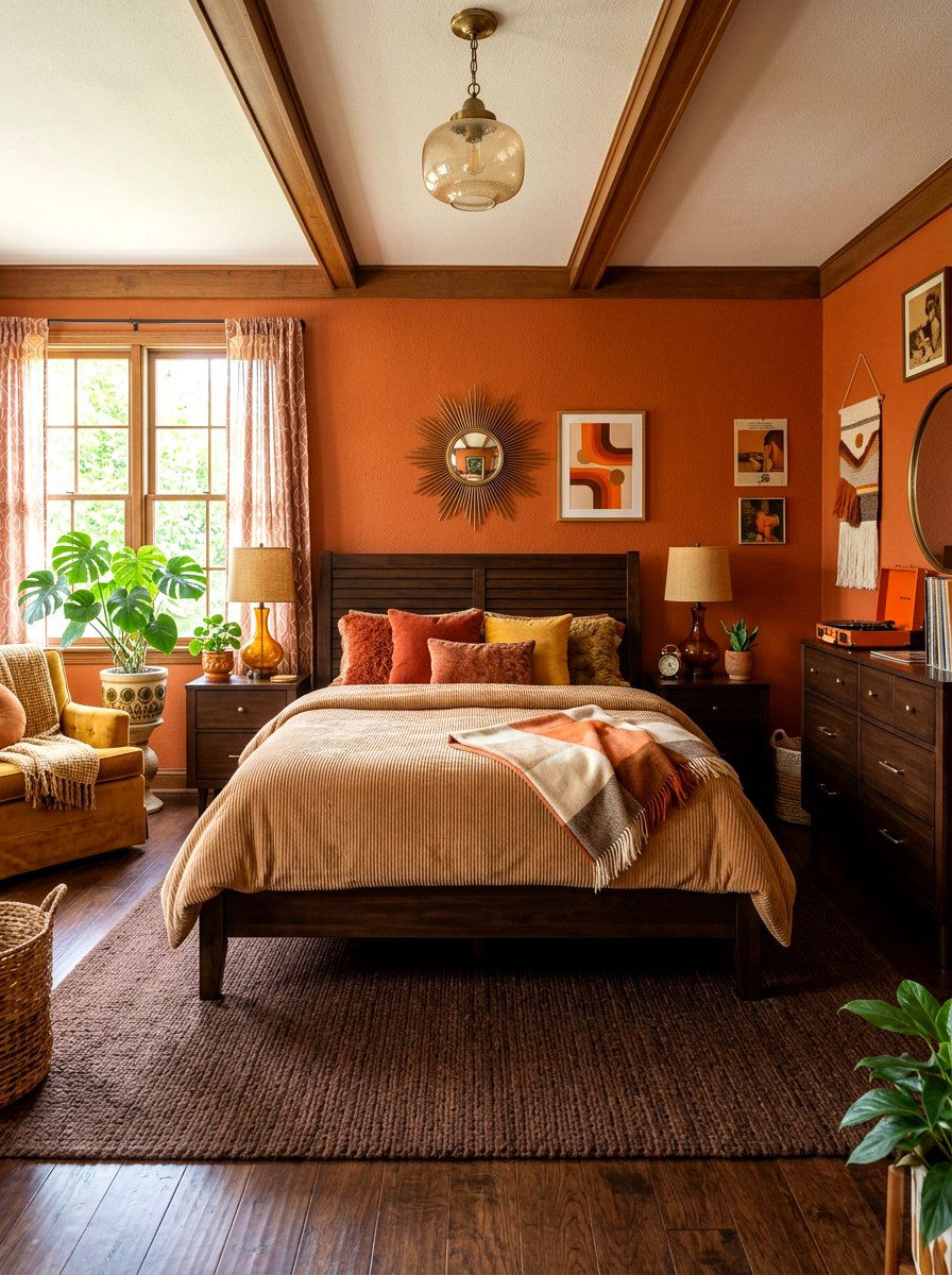 Orange and Brown Bedroom - 30 seventies bedroom ideas