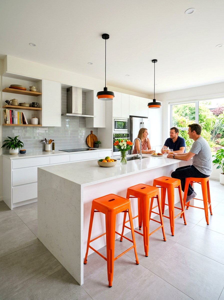 Orange kitchen stools - 30 color pop kitchen ideas