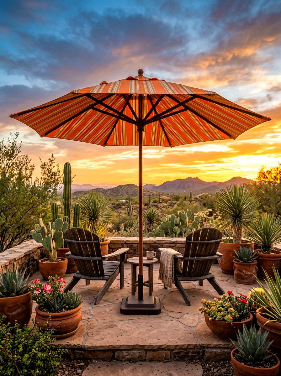 Orange striped patio umbrella - 30 striped patio umbrella ideas