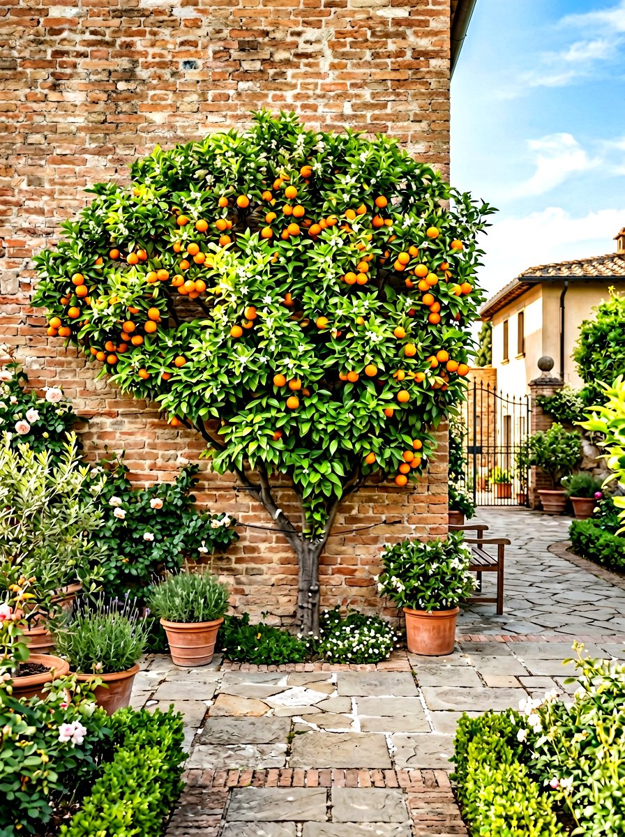 Orange tree fan shape - 30 espalier fruit tree ideas