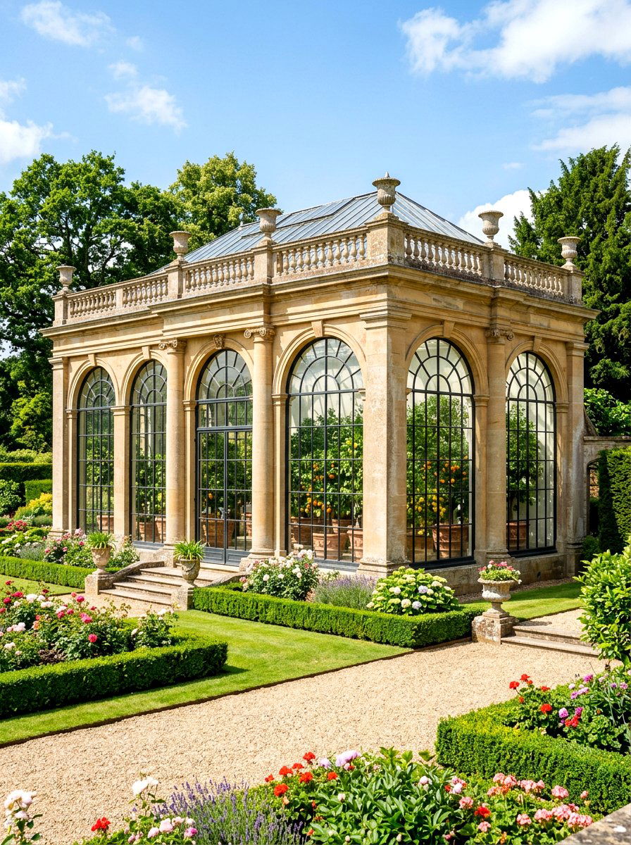 Orangerie style greenhouse - 30 backyard greenhouse ideas