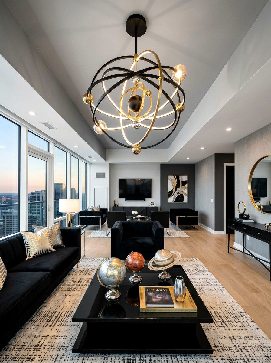 Orbit Modern Chandelier - 30 extra celestial living room ideas