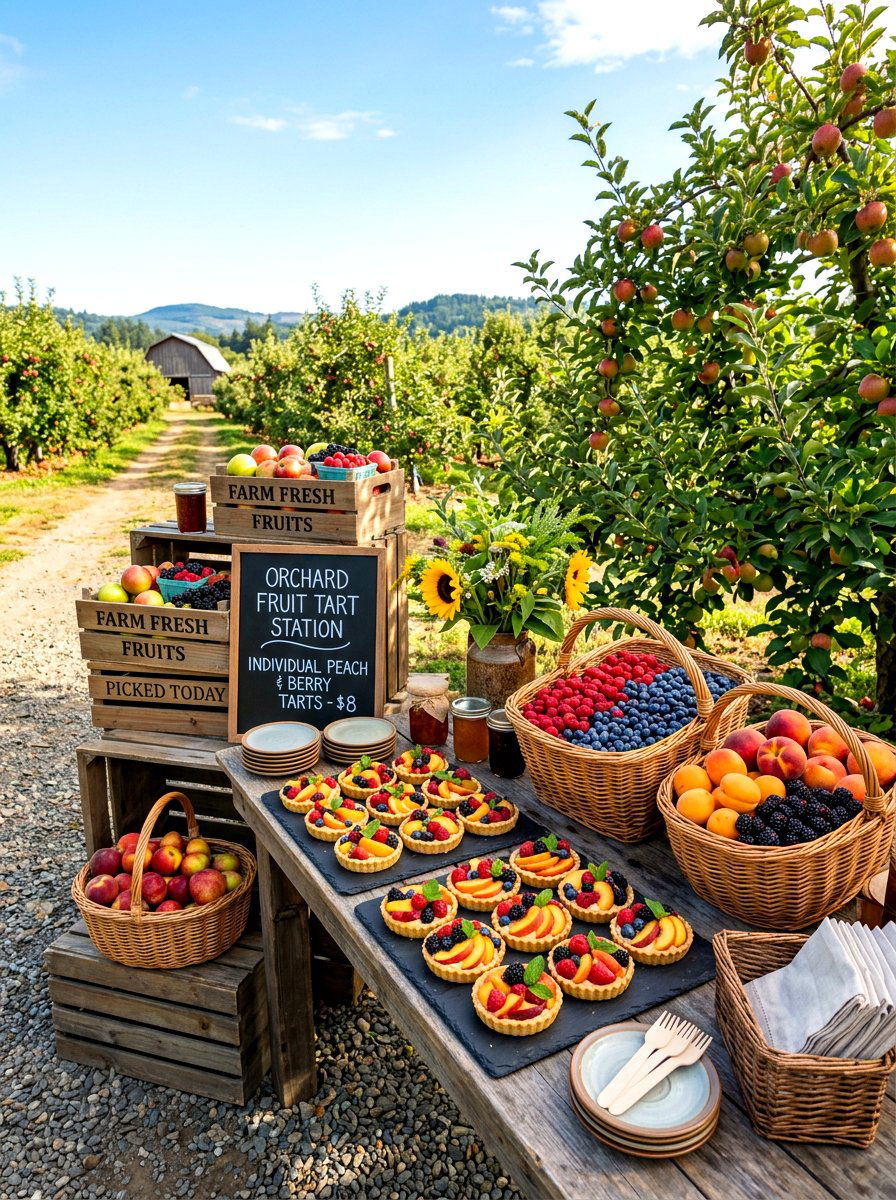 Orchard Fruit Tart Station - 30 outdoor dessert station ideas