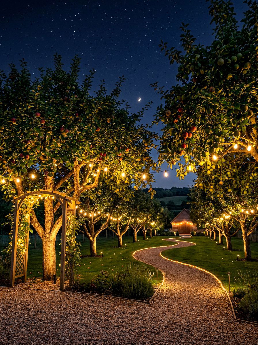 Orchard Night Lighting - 30 orchard backyard ideas