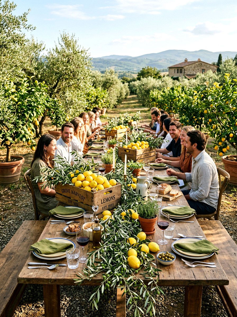 Orchard Style Dinner - 30 lemon and olive summer tablescape ideas