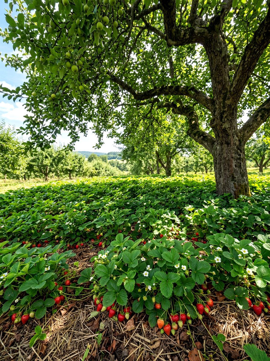 Orchard Style Strawberry Ground Cover - 30 berry patch layout ideas