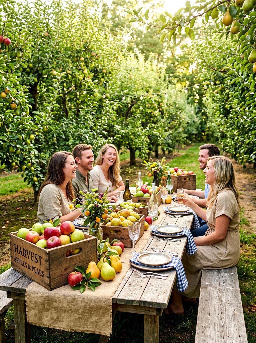 Orchard inspired outdoor dining - 30 fall dinner party home ideas