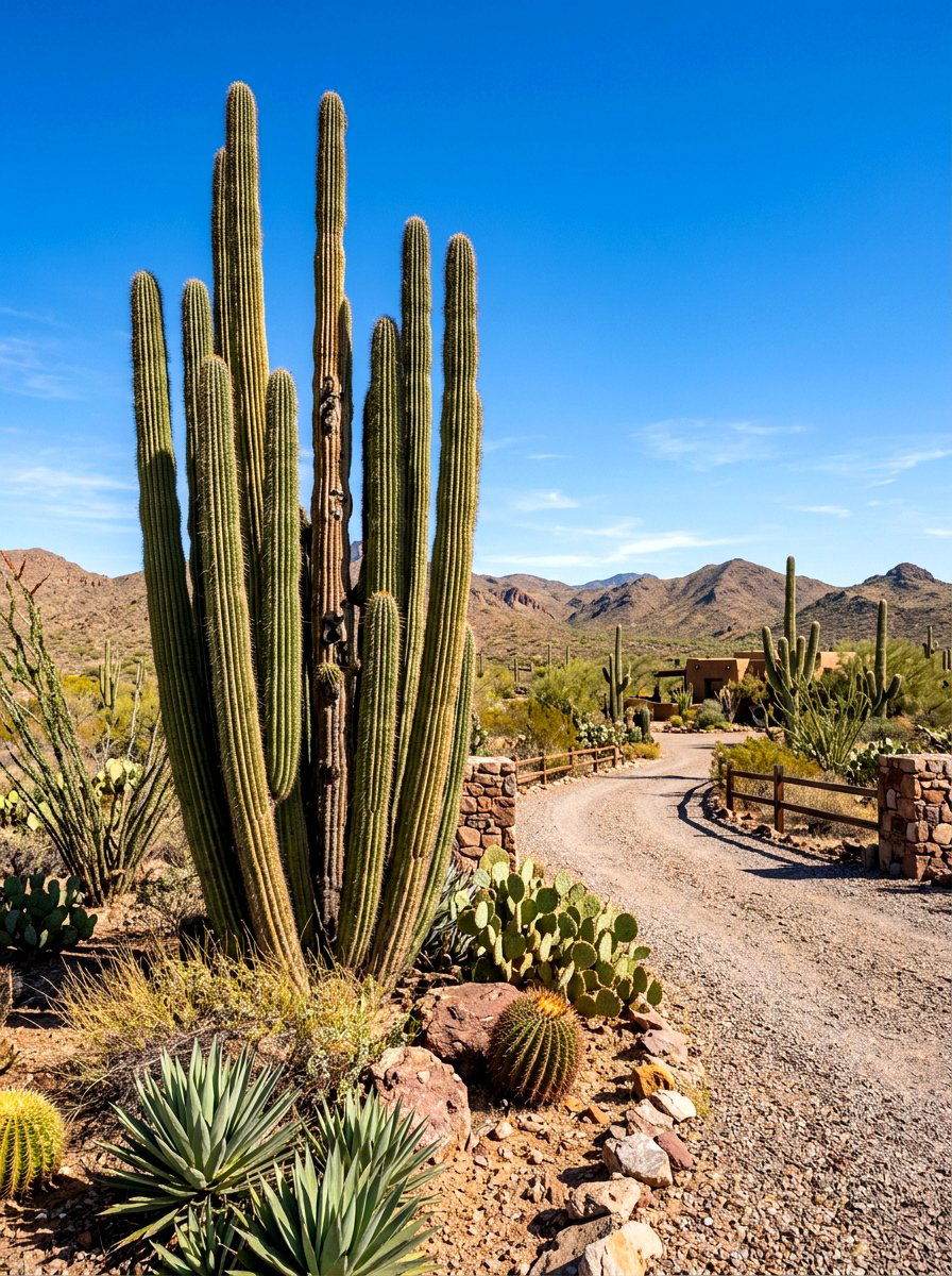 Organ Pipe Cactus Vertical Accent - 30 cactus front yard ideas