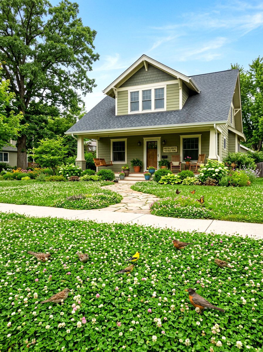 Organic Clover Front Yard - 30 clover front lawn ideas