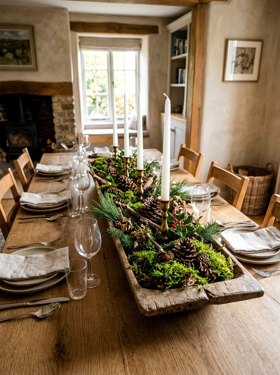 Organic Dining Centerpiece - 30 neutral holiday decor ideas