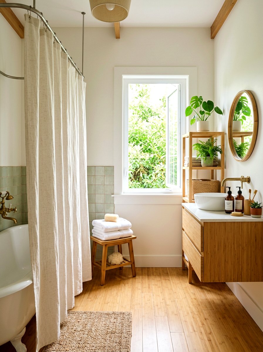 Organic Linen Shower Curtain - 30 linen shower curtain ideas