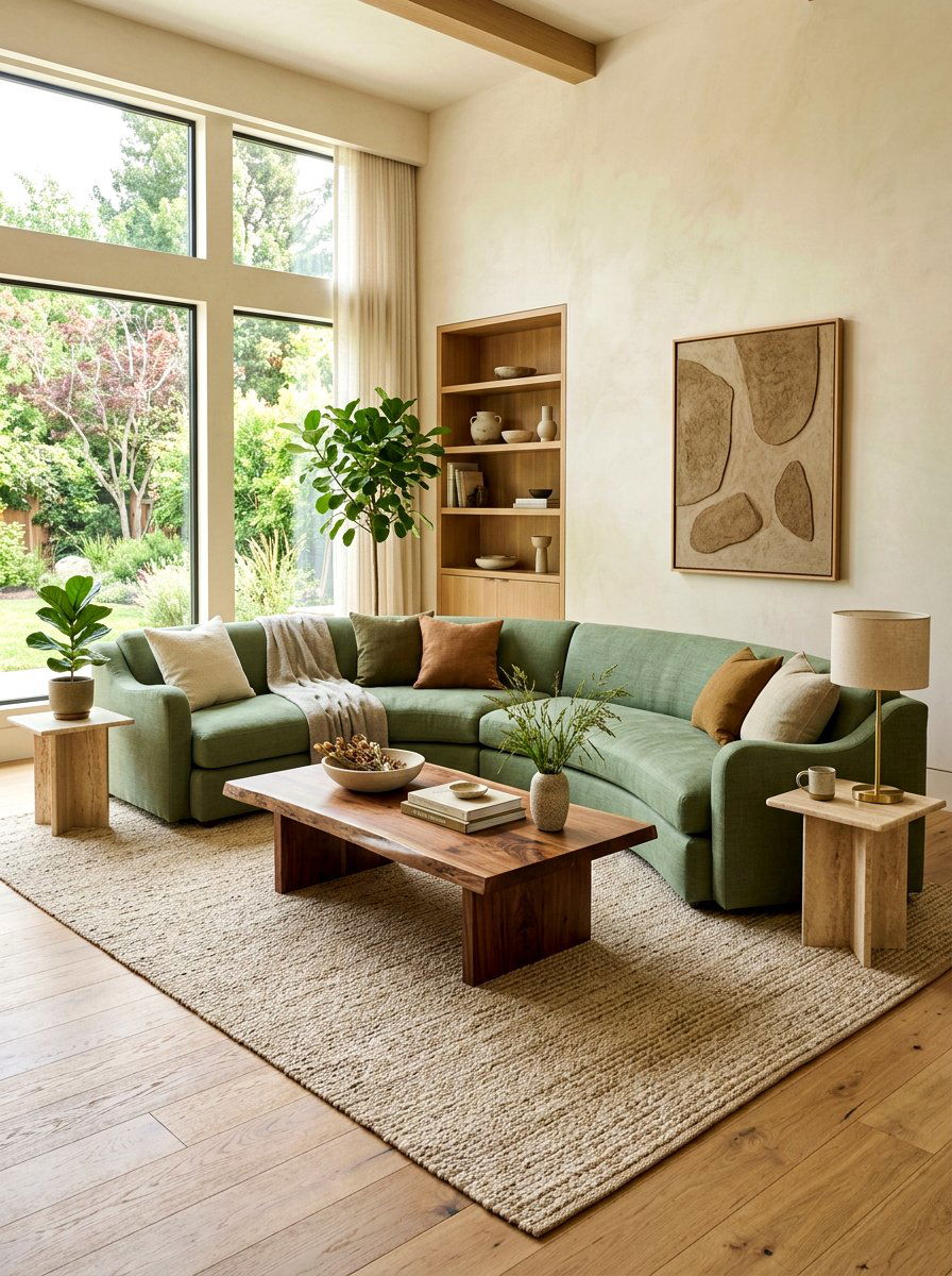 Organic Modern Curved Sectional Living Room - 30 curved sectional living room ideas