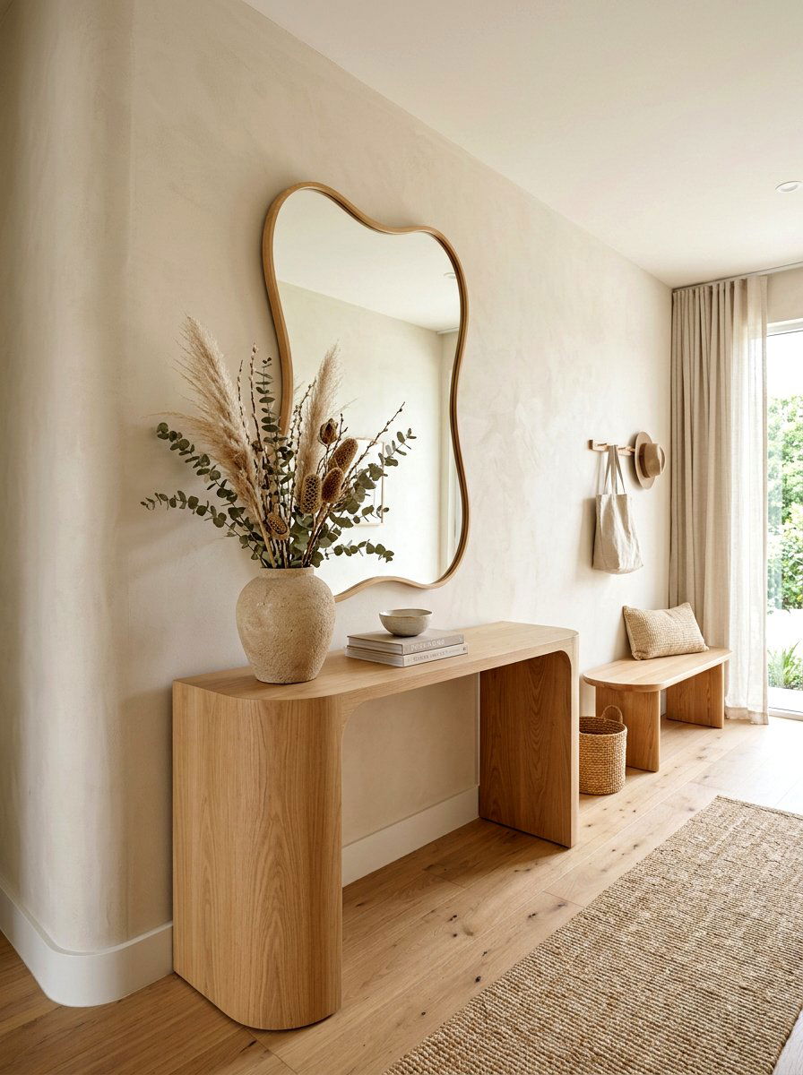 Organic Modern Entry Table - 30 layered entry table ideas