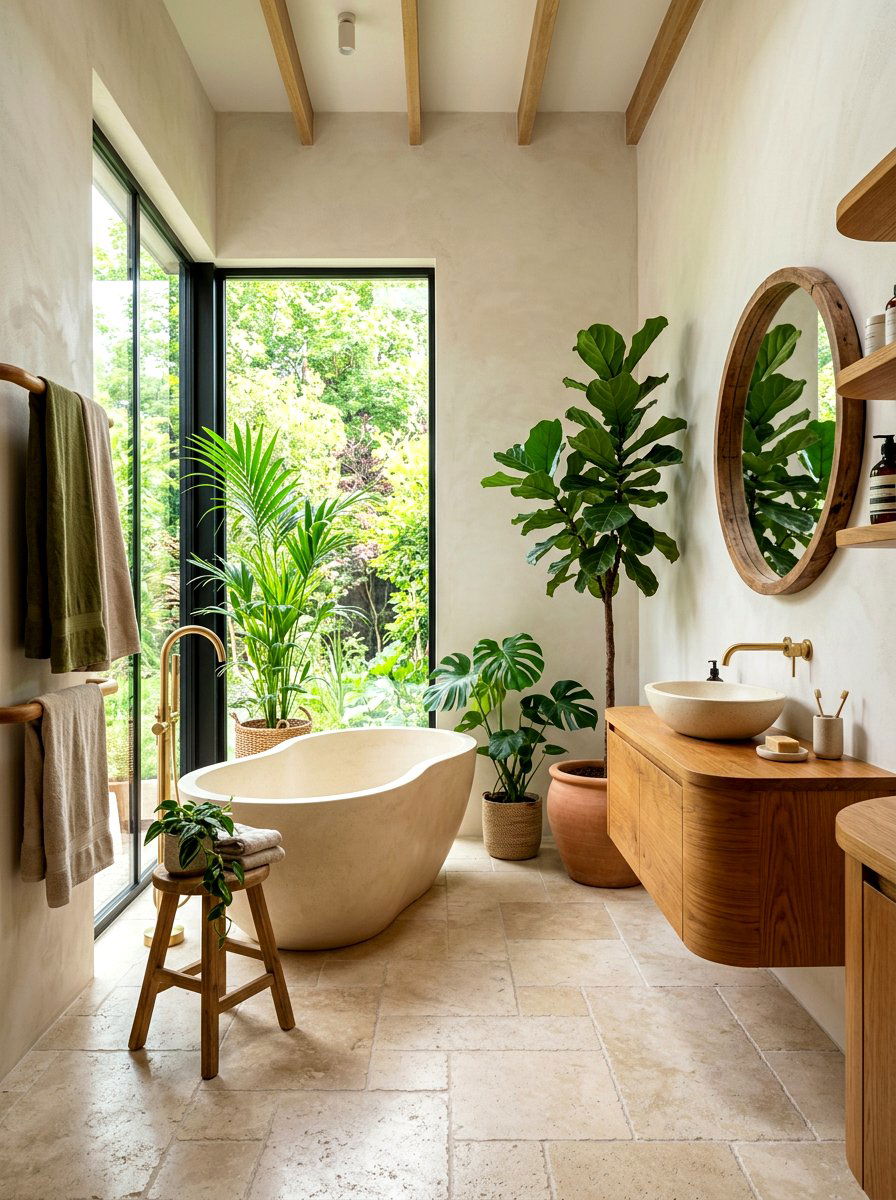 Organic Modern Limestone Bathroom - 30 limestone bathroom ideas