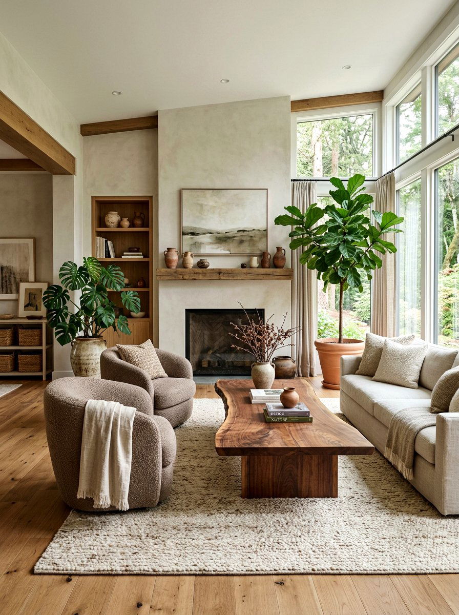 Organic Modern Living Room Walnut Mushroom - 30 mushroom and walnut living room ideas