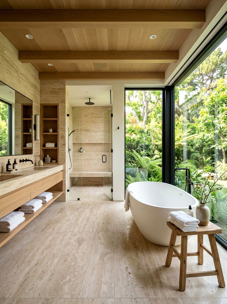 Organic Modern Travertine Bathroom - 30 travertine bathroom ideas