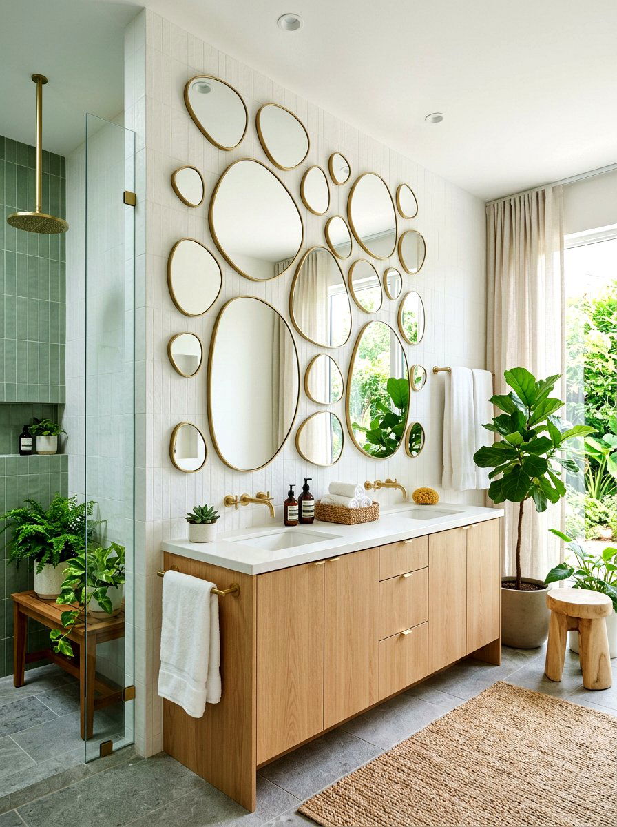 Organic Shape Mirror Arrangement - 30 mirror wall small room ideas