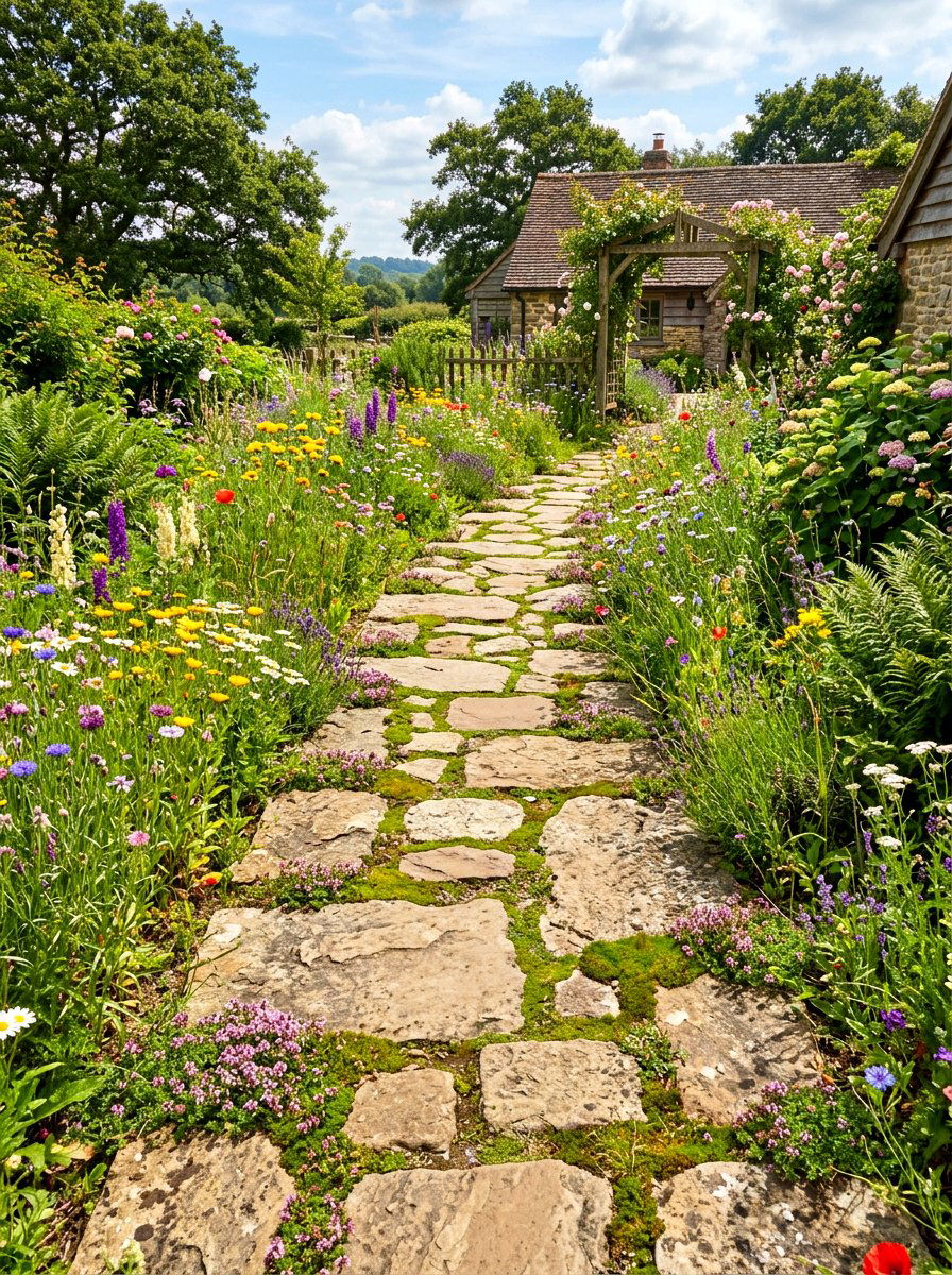 Organic Stone Walkway - 30 meadow style backyard ideas